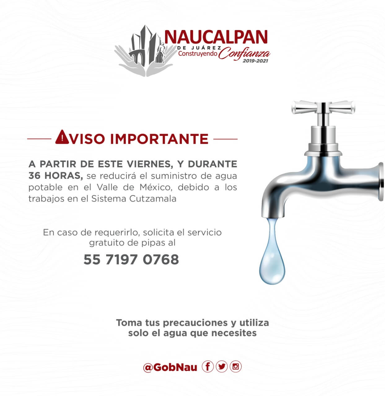 Llama Gobierno de Naucalpan a cuidar el agua