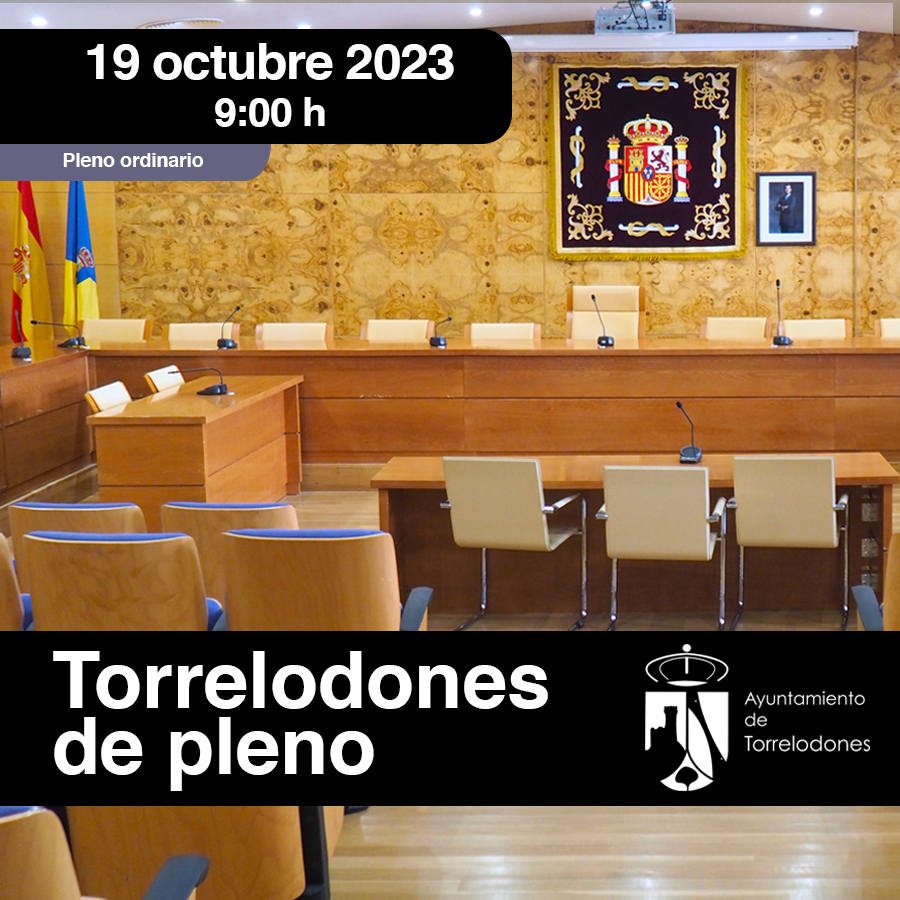 Pleno ordinario el jueves 19 de octubre a las 9:00 h